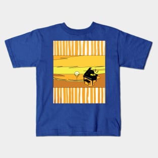 Retro Music Piano Sunset Kids T-Shirt